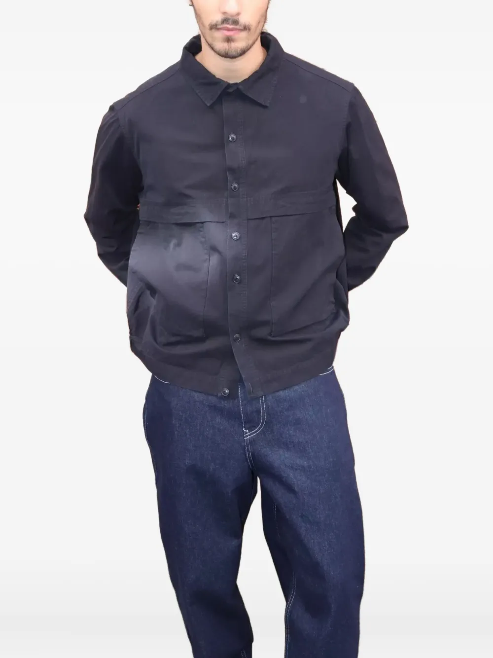 Casey Casey Fabu Buttoned Side-pocket Overshirt In Blue