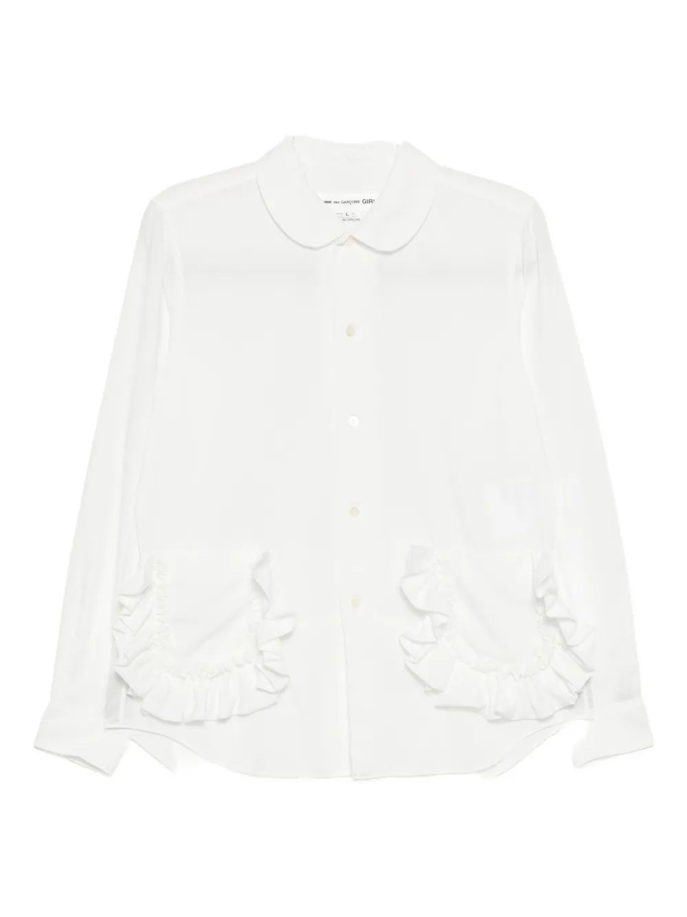 Comme Des Garcons Girl Ruffled-pocket Shirt In White