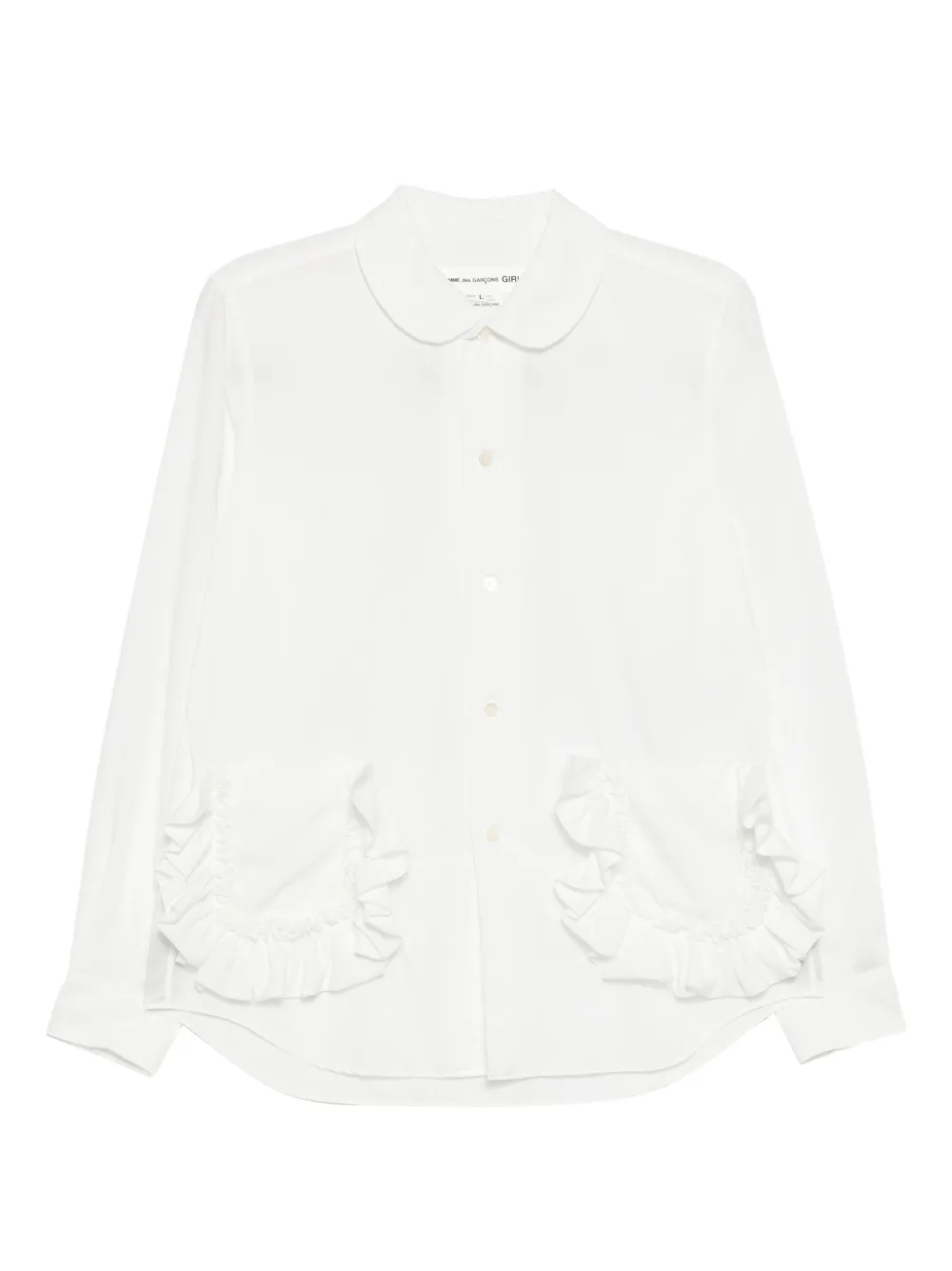 Comme Des Garçons Girl ラッフルポケット シャツ - ホワイト Comme Des Garçons Girl ラッフルポケット シャツ - ホワイト