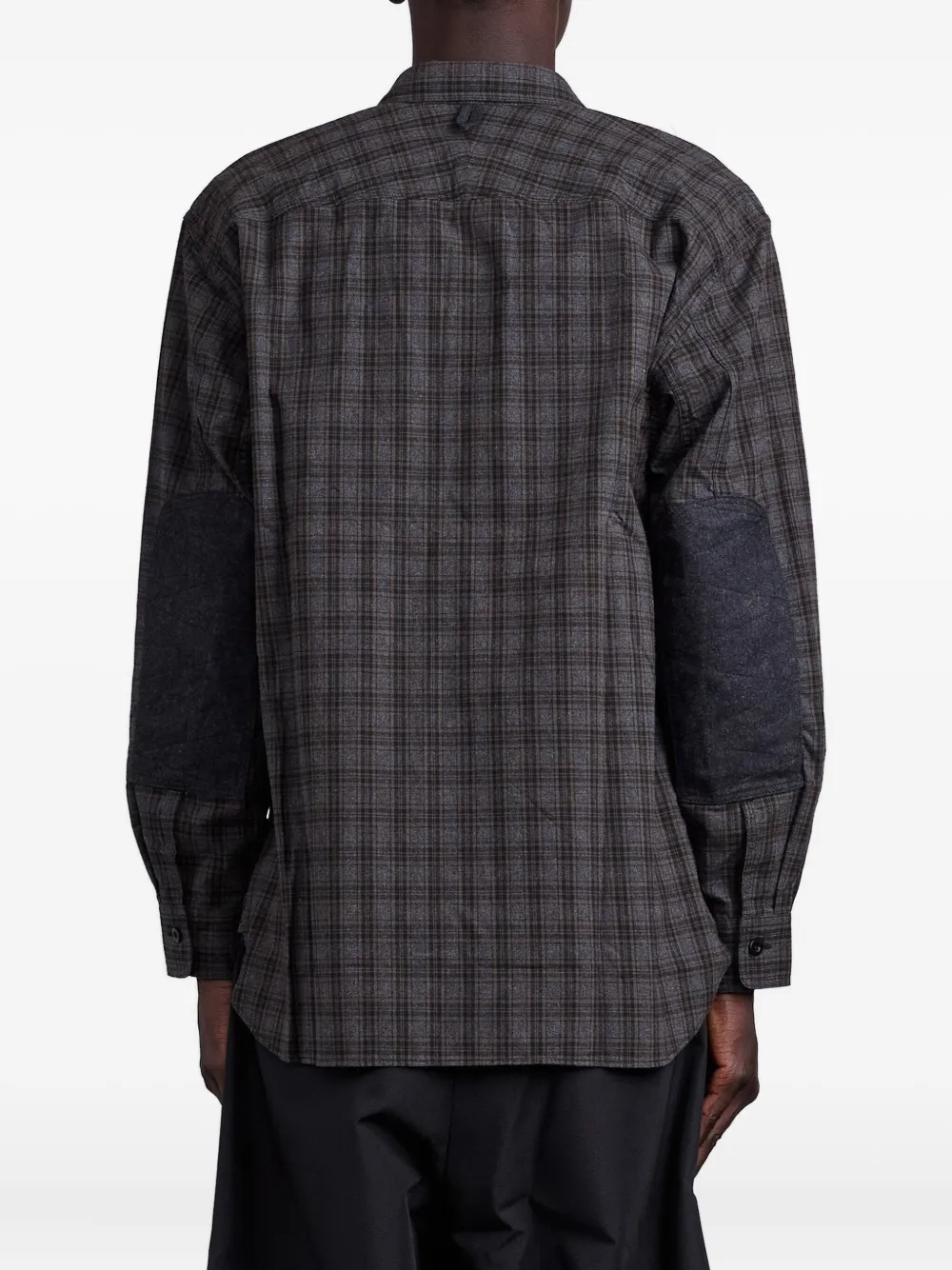 Junya Watanabe Checked Elbow-patch Shirt In Gray