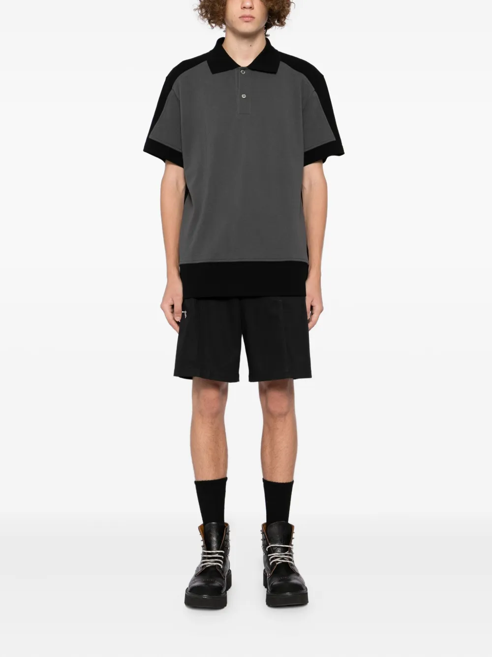 Comme des Garçons Homme Deux Poloshirt met kleurpatch - Zwart