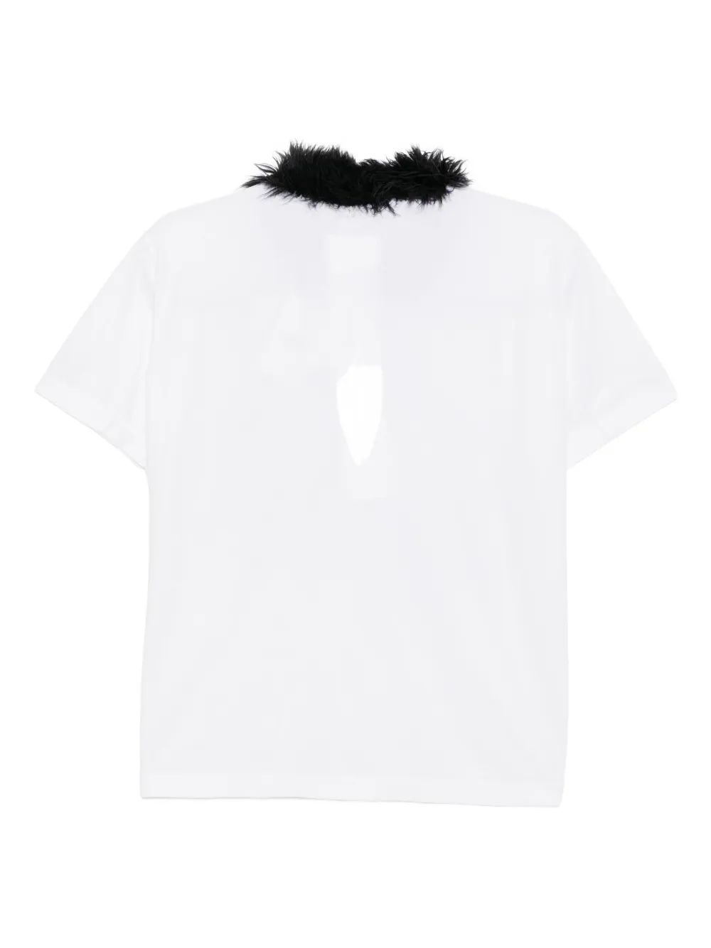 Doublet T-shirt met kraag van imitatiebont en rits - Wit