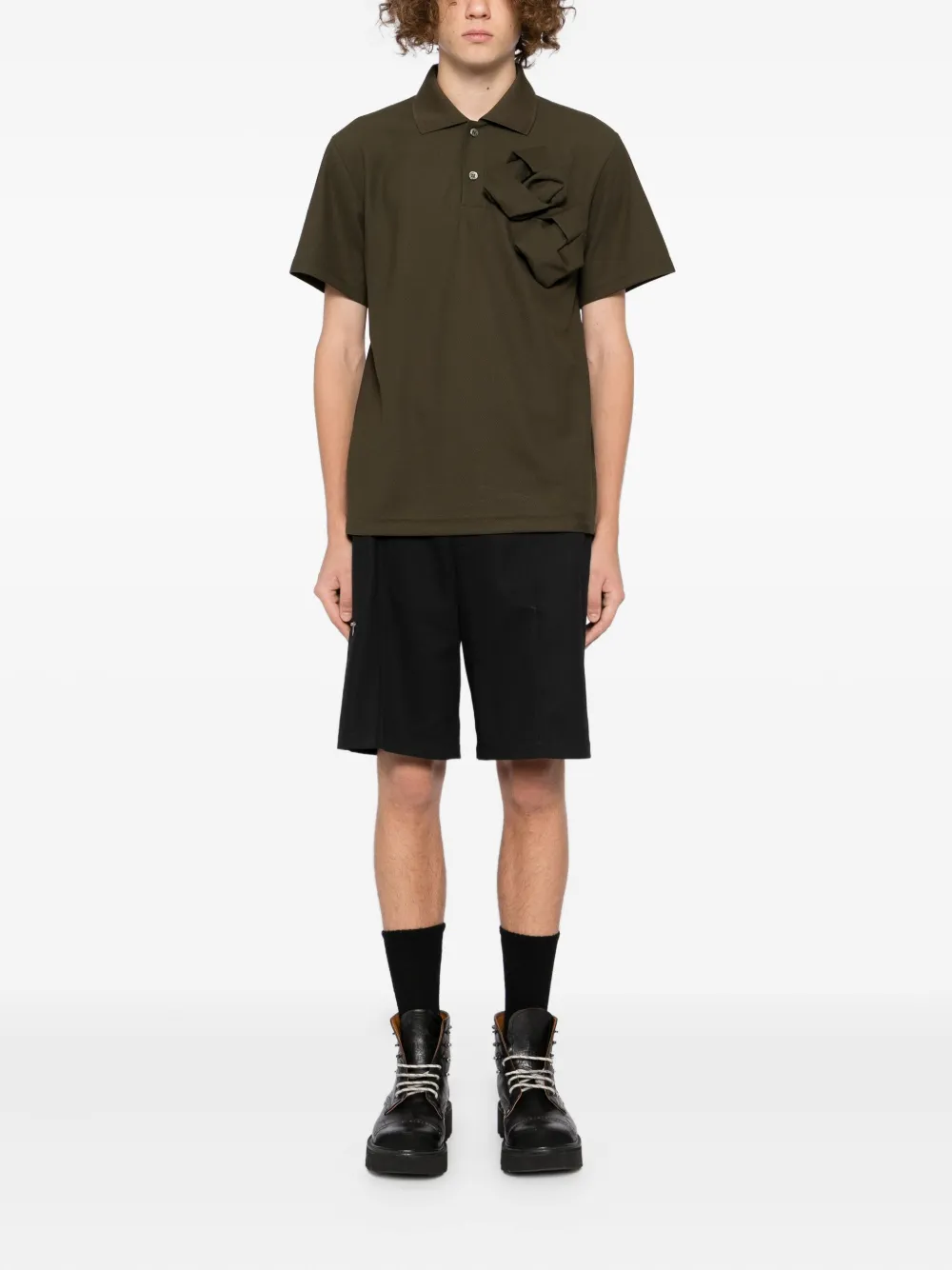 Comme des Garçons Homme Deux Poloshirt met ruches - Groen