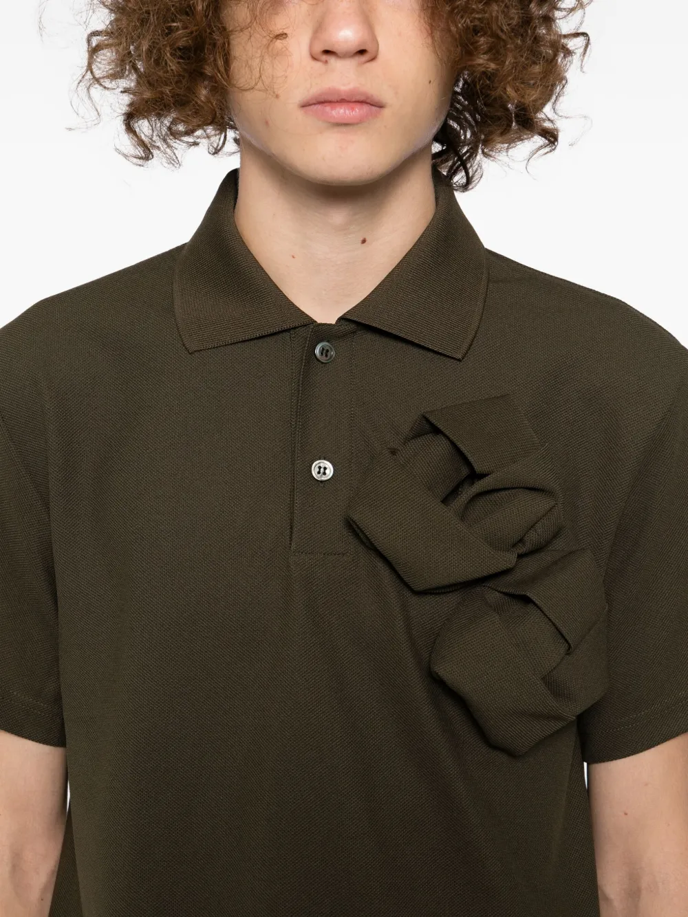 Comme des Garçons Homme Deux Poloshirt met ruches Groen