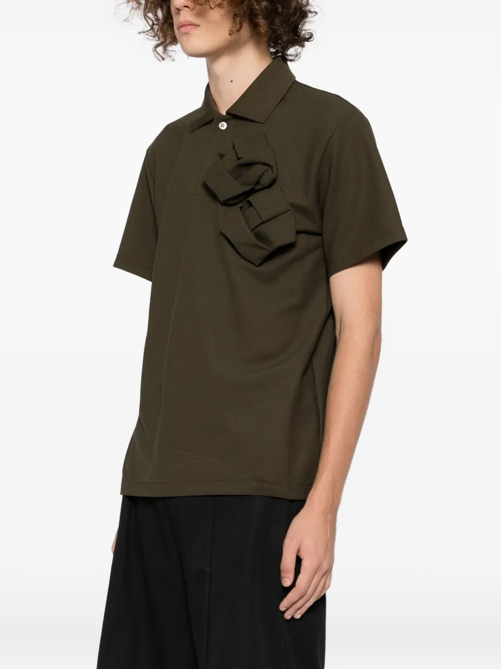 Comme des Garçons Homme Deux Poloshirt met ruches Groen
