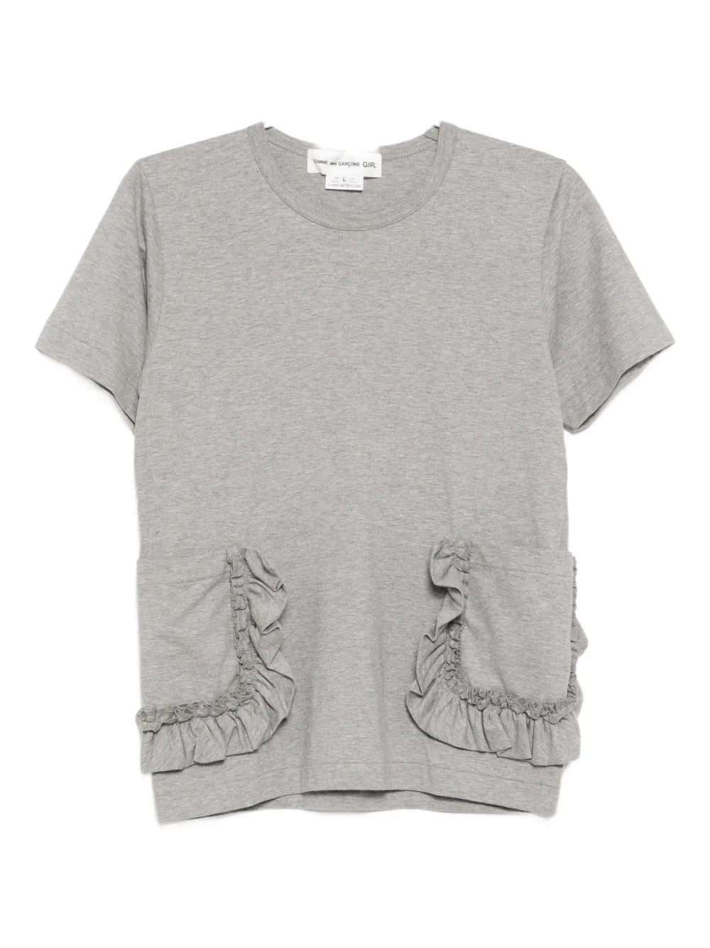 Comme Des Garcons Girl Ruffled-pocket T-shirt In Gray