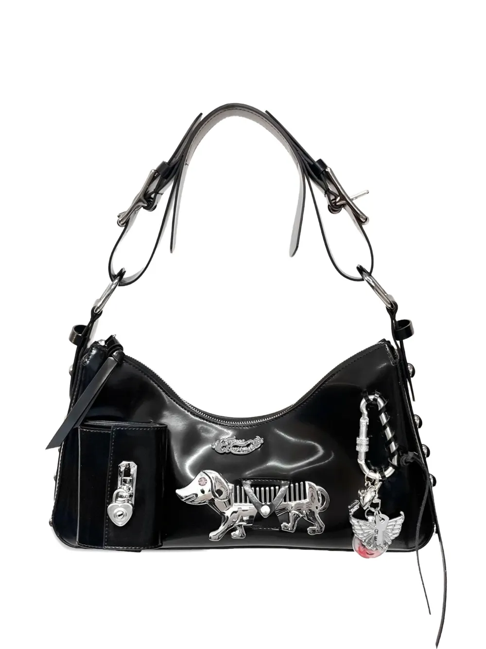 Chopova Lowena Mini Sofia Dog-comb Shoulder Bag In Black