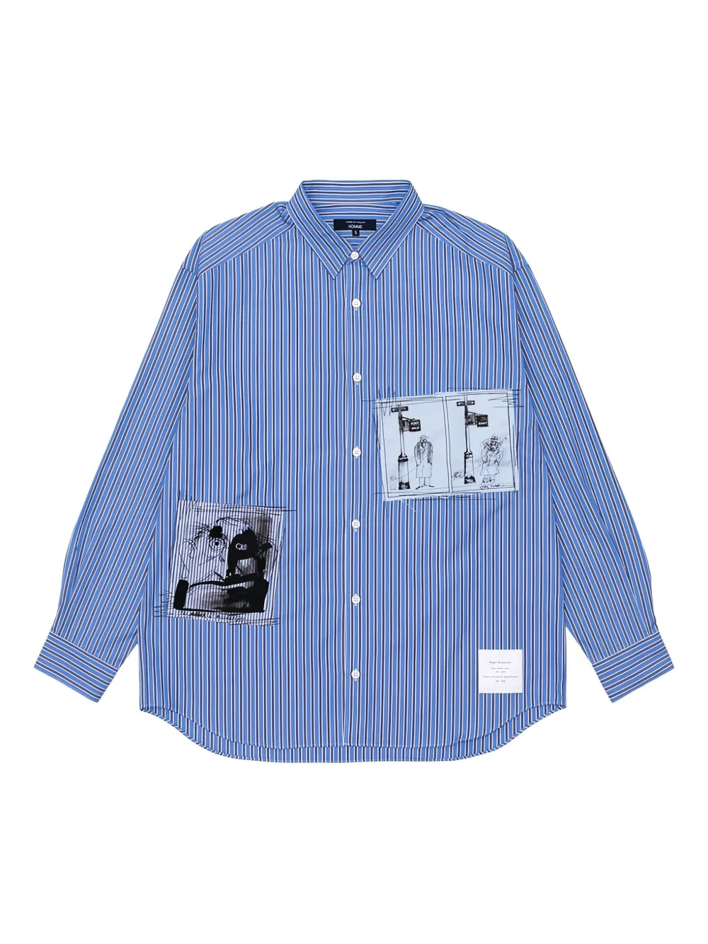 Comme Des Garçons Homme Deux Striped Appliqué Shirt In Blue