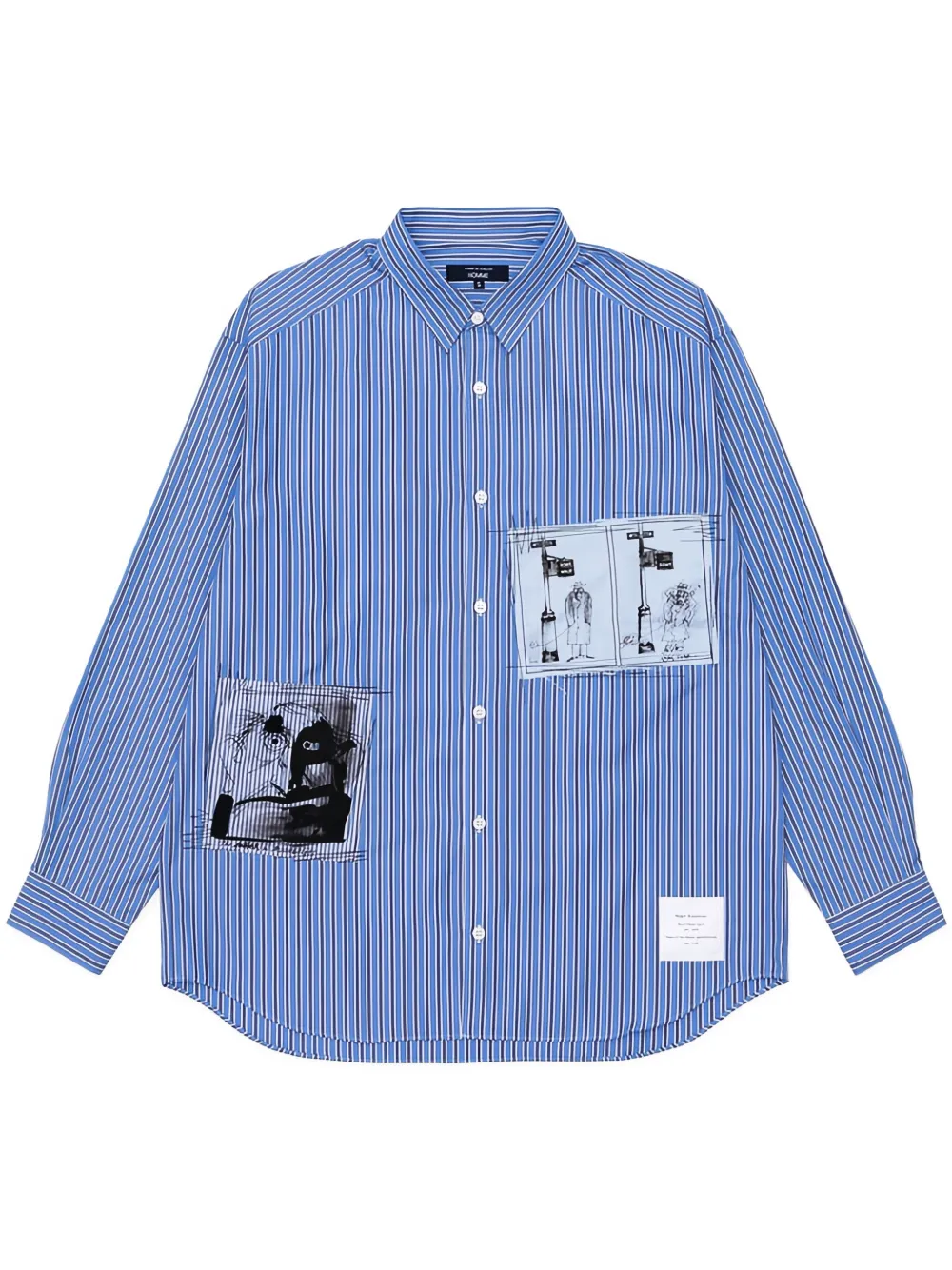 Comme Des Garçons Homme Deux Striped Appliqué Shirt In Blue