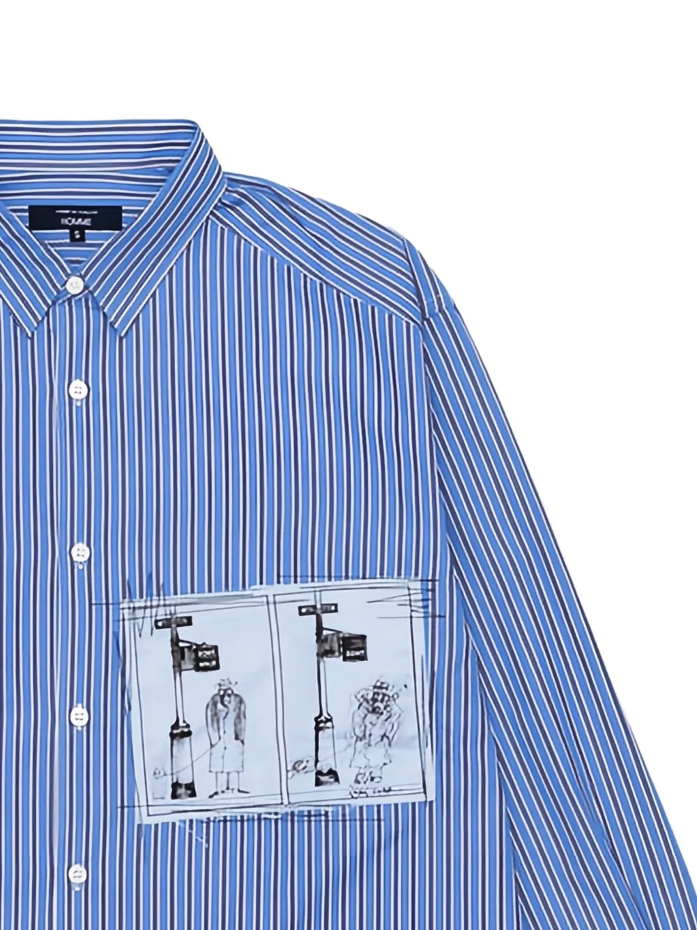 Comme des Garçons Homme Overhemd met streep applicatie - Blauw