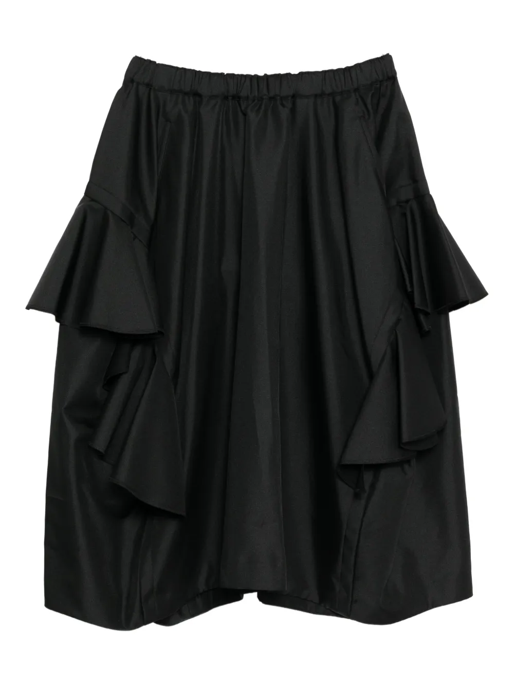 Comme Des Garçons Ruffled Midi Skirt In Black