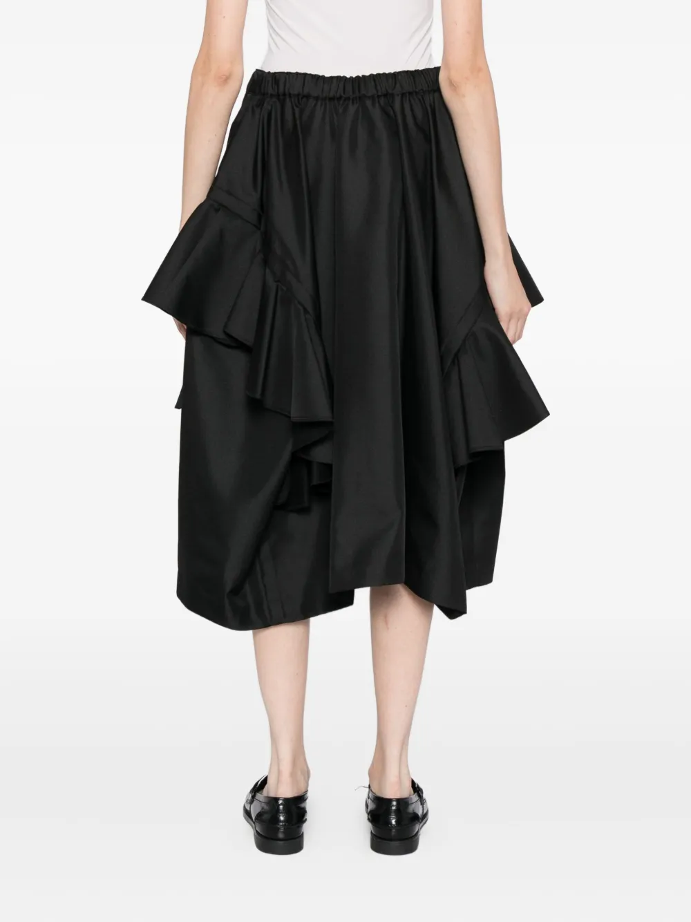Comme Des Garçons Ruffled Midi Skirt In Black