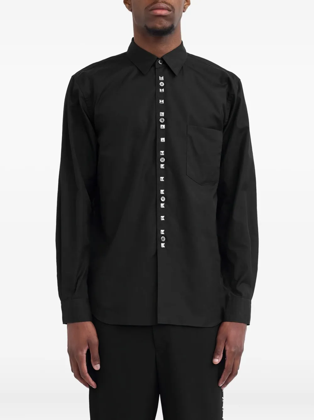 Black Comme Des Garçons Studded Button-up Shirt In Black