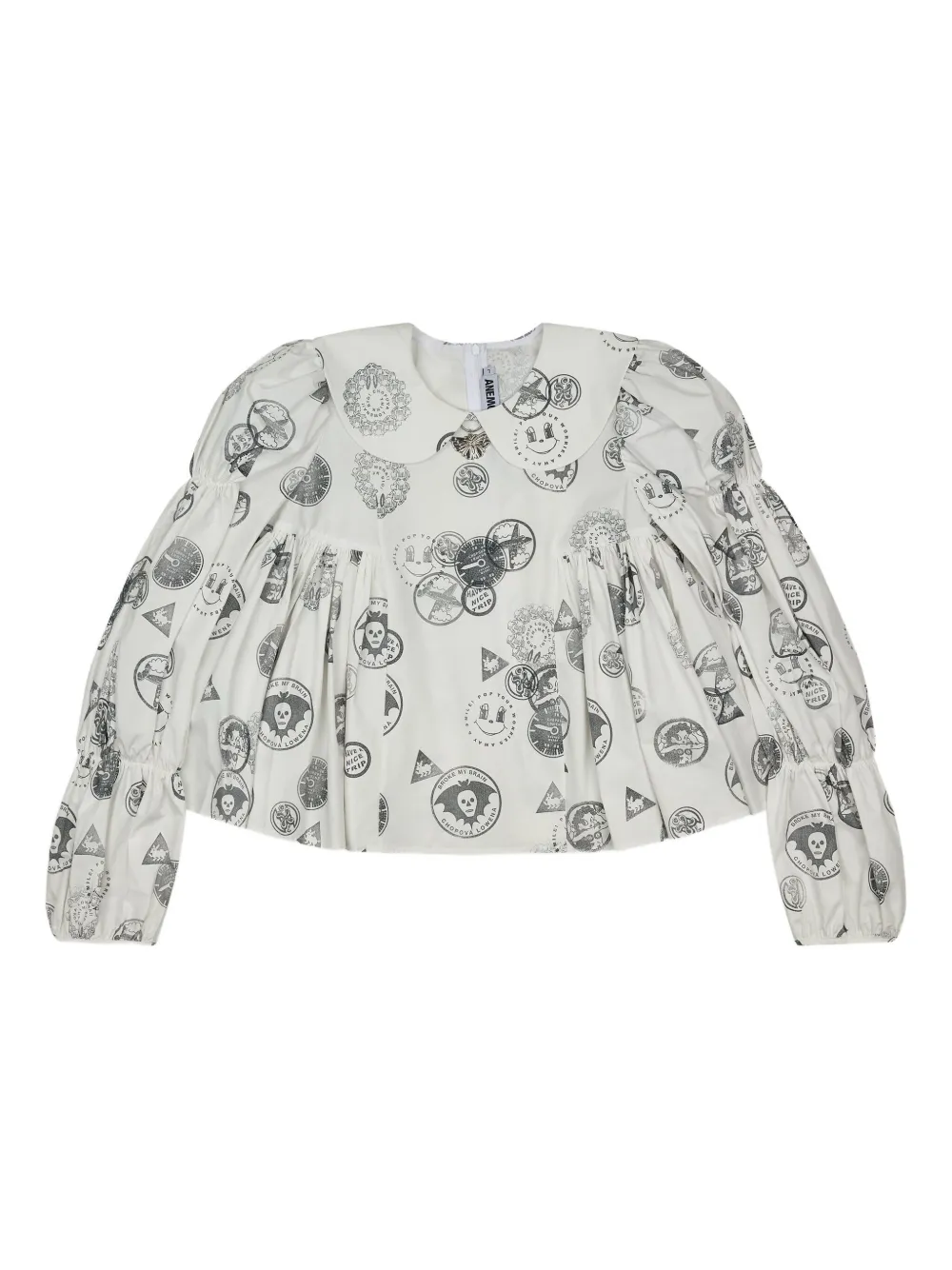 Chopova Lowena Willa Collared Printed Blouse In White