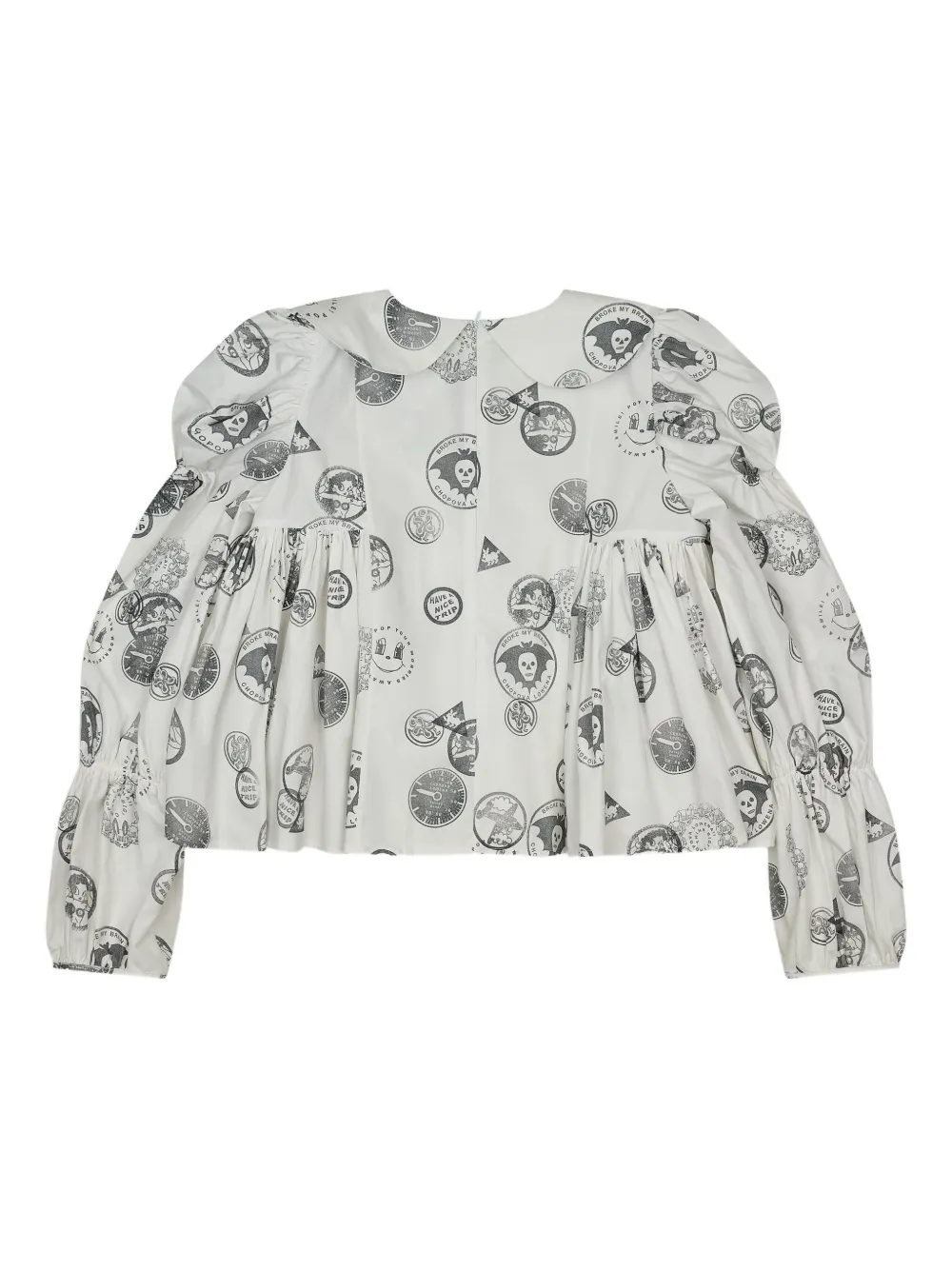 Chopova Lowena Willa Collared Printed Blouse In White