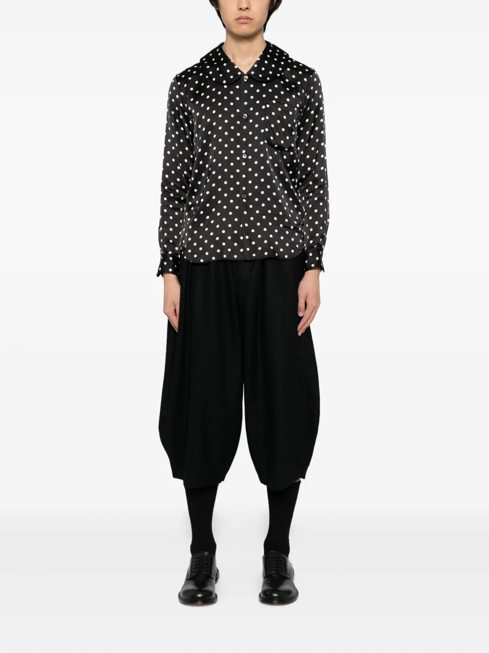 Black Comme Des Garçons cropped tapered trousers | Tapered Pants | Image 2
