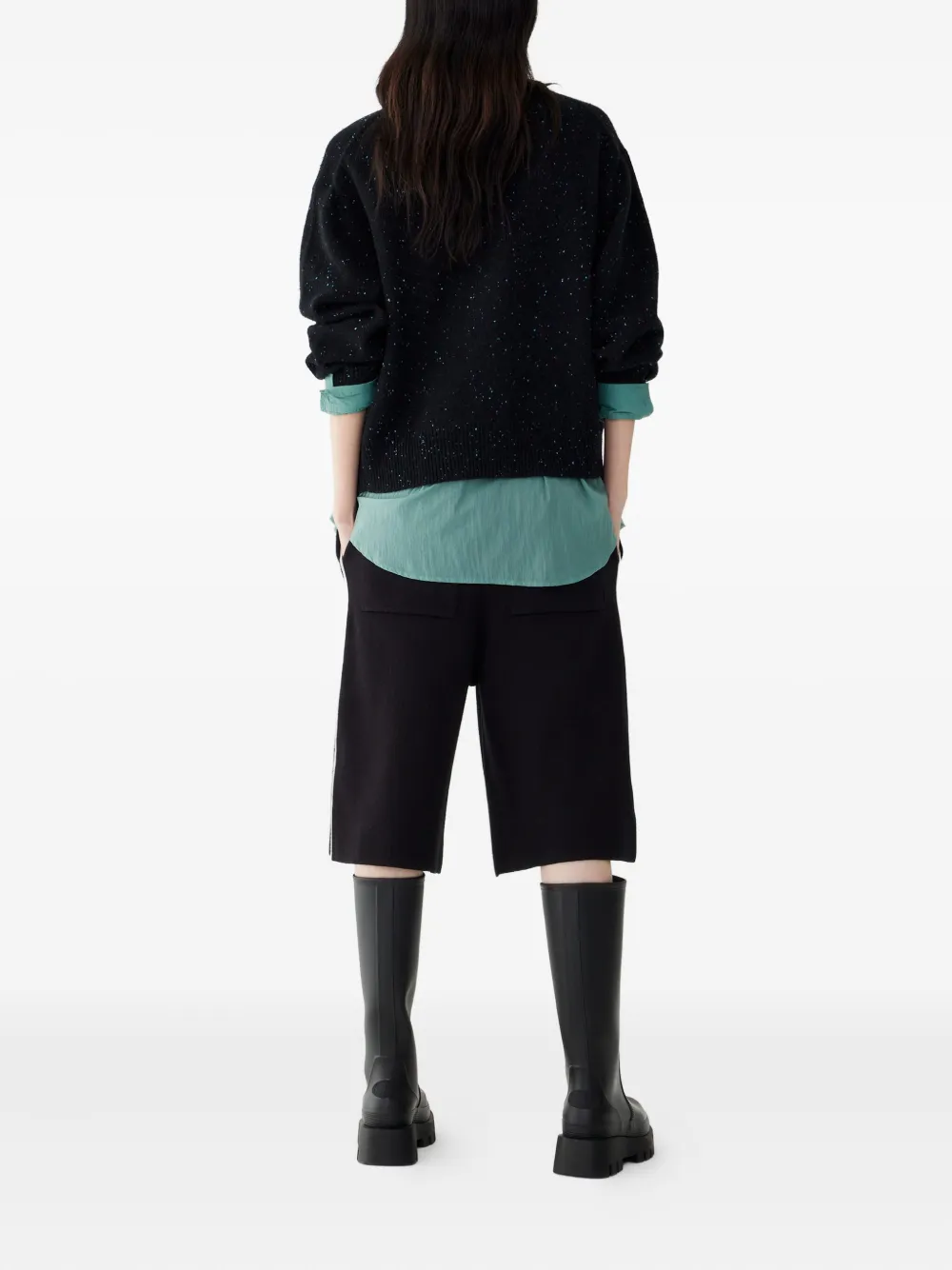 Studio Tomboy Speckled-effect Pocket Cardigan In Black