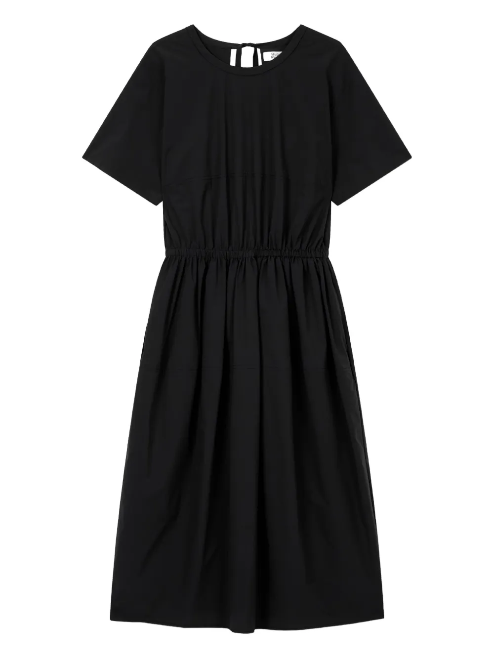 Studio Tomboy Elastic Waist Short-sleeve Dress In Black