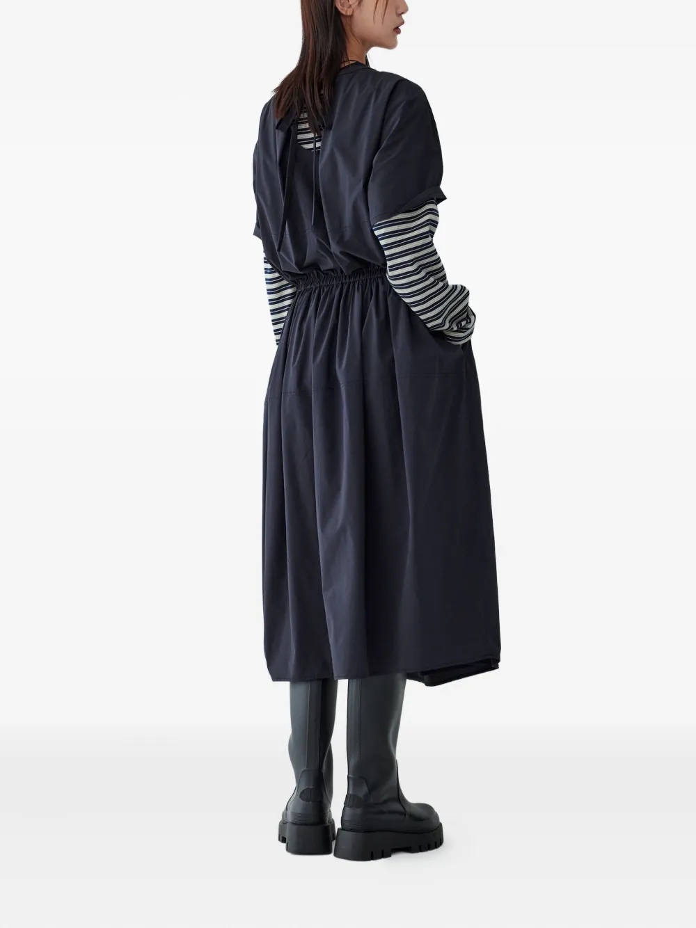 Studio Tomboy Elastic Waist Short-sleeve Dress In Black