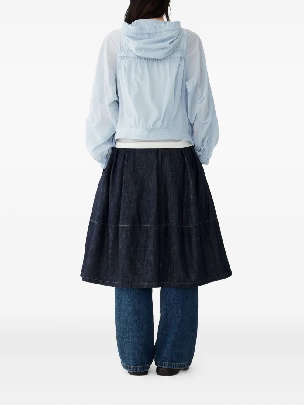 Studio Tomboy Hooded Pocket Cropped Jacket In Blue