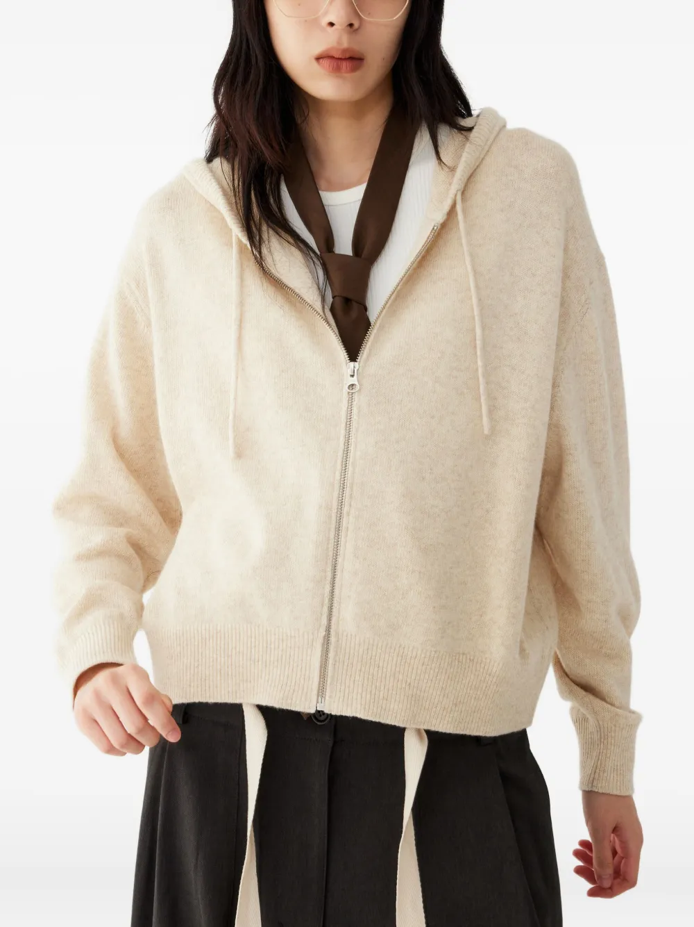 STUDIO TOMBOY Hoodie met geborduurd logo Beige