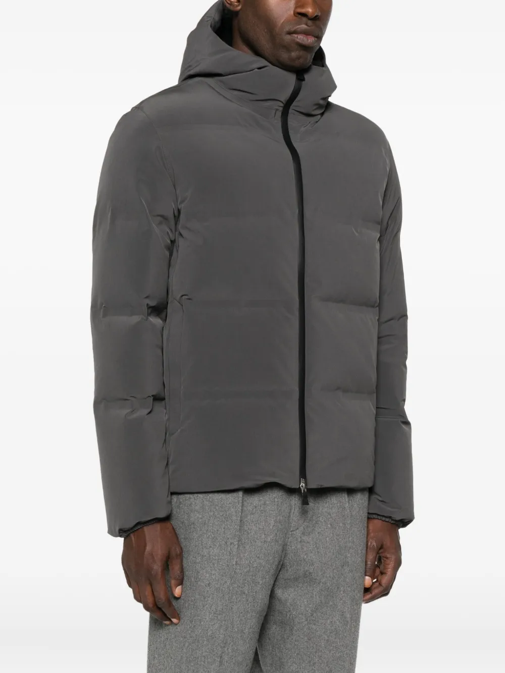 Herno Hooded Quilted Coat In Gray