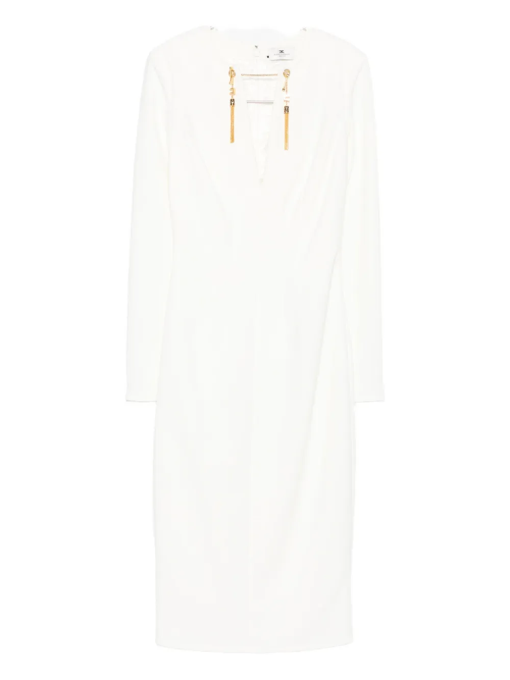 Elisabetta Franchi Fitted Mini Dress With Long Sleeves And Tassels In Multi