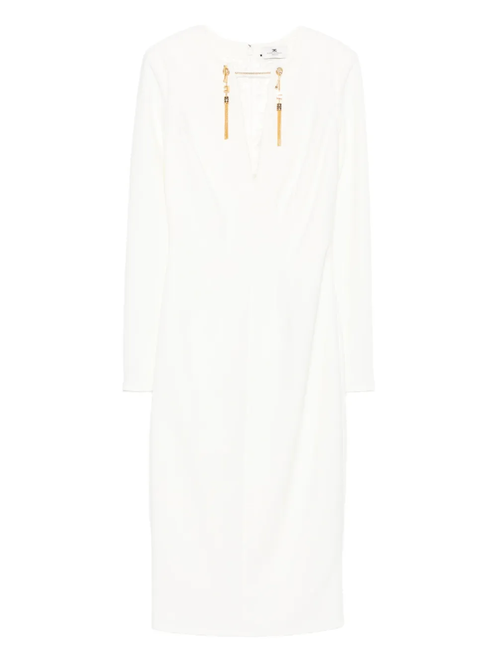 Elisabetta Franchi tassel-embellished v-neck dress | White | Image 1