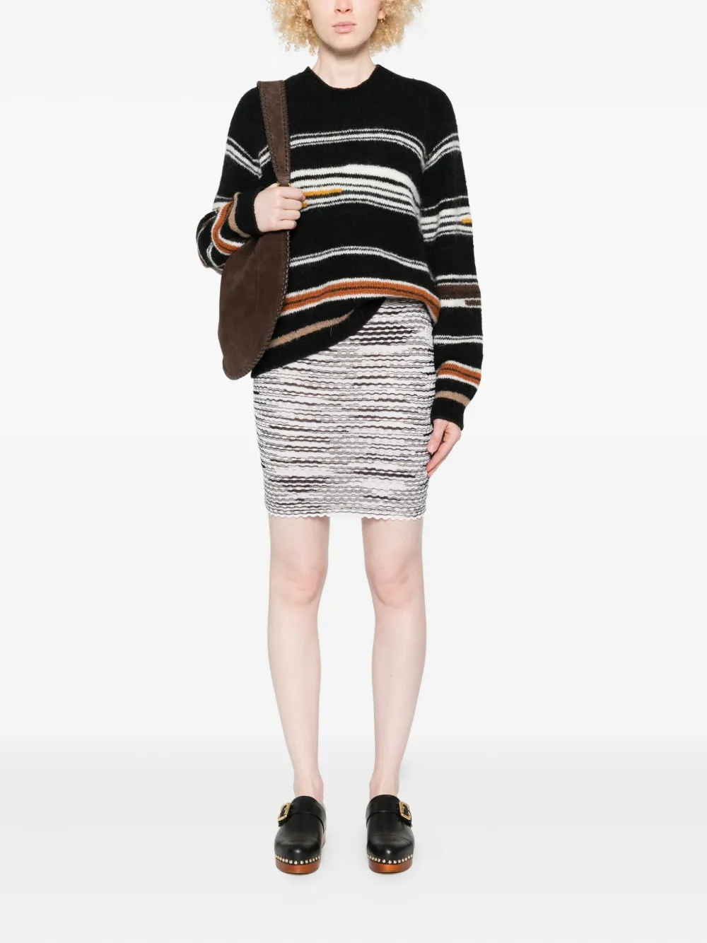 Missoni Gestreepte geribbelde rok - Wit