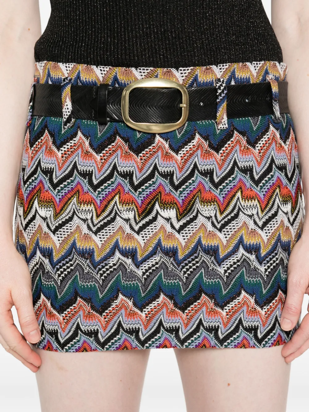 Missoni Textured Chevron Pattern Mini Skirt In Multi