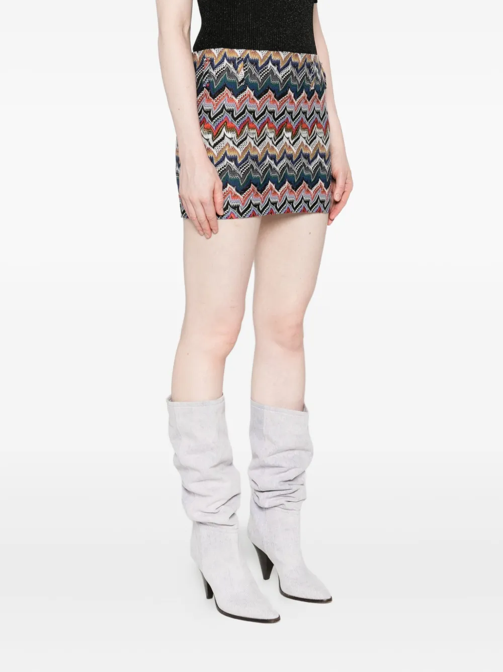 Missoni Textured Chevron Pattern Mini Skirt In Multi