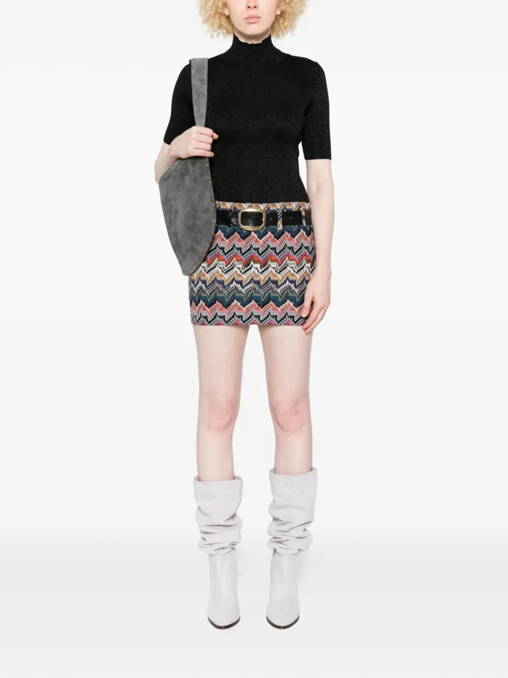 Missoni Textured Chevron Pattern Mini Skirt In Multi
