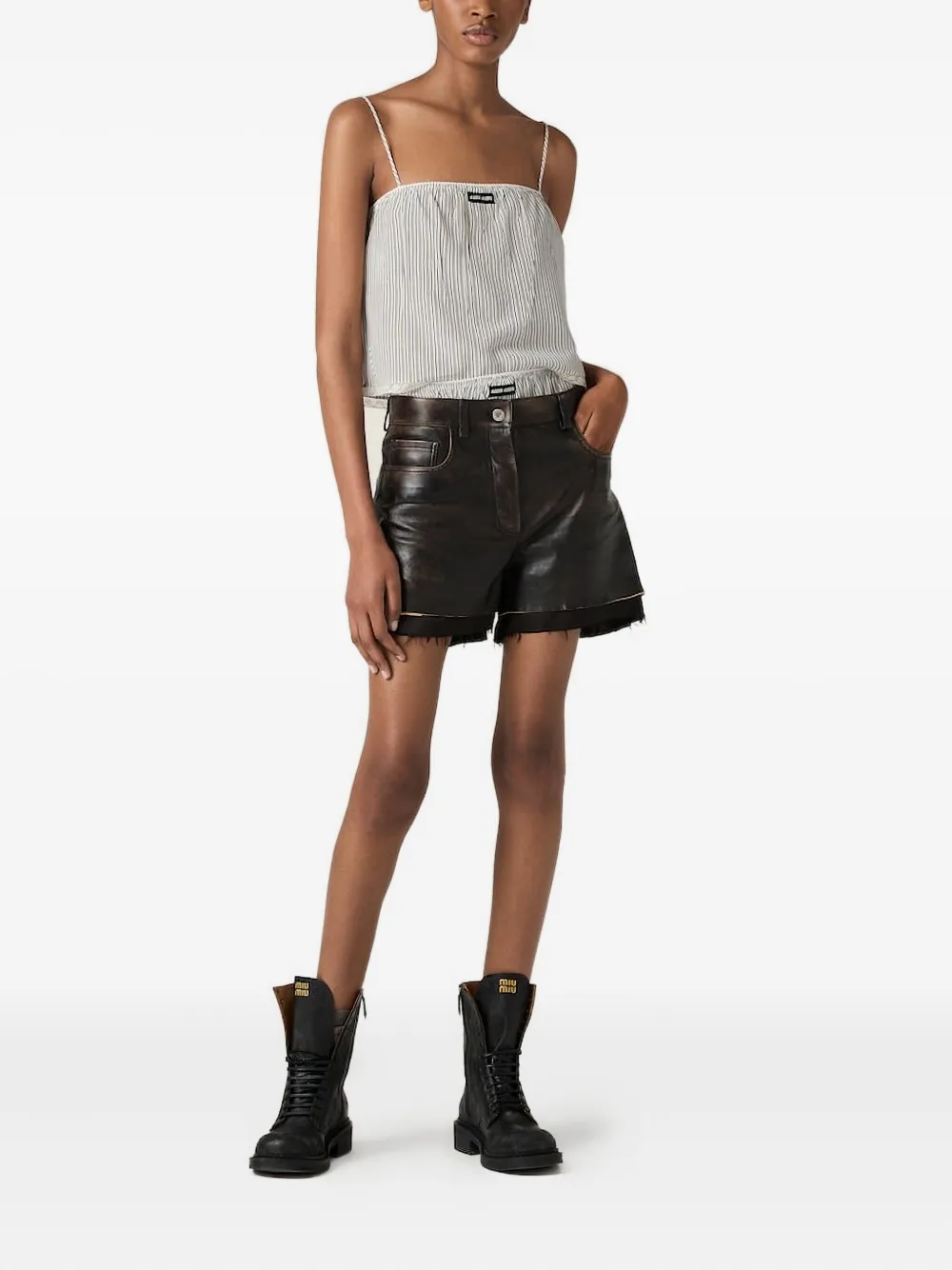 Miu Miu frayed shorts | Leather & Faux Leather Shorts | Image 2