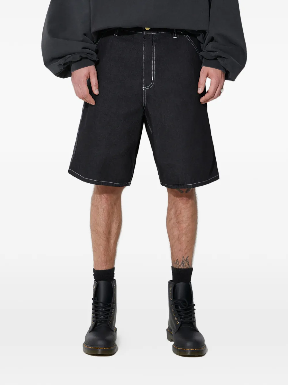 Carhartt WIP contrast-stitch logo-patch shorts | Black | Image 1