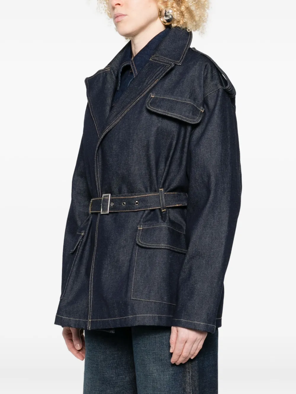 LOIS JEANS Denim jack met klepzak en ceintuur Blauw