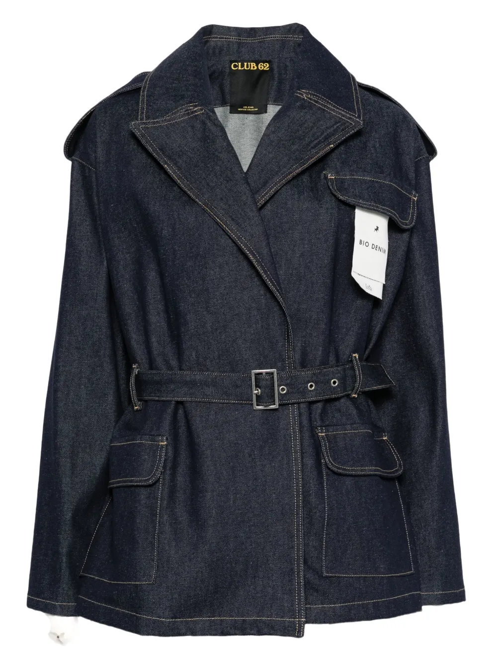 LOIS JEANS flap-pocket belted denim jacket - Blu