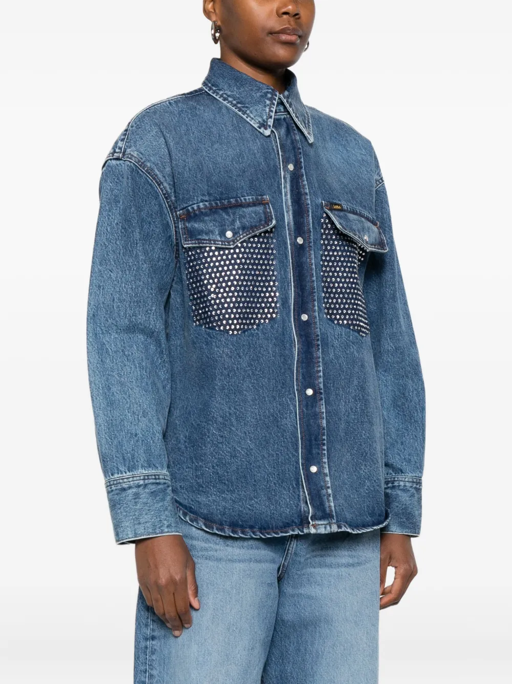  Lois Jeans Rhinestone-embellished Denim Shirt - Blue 
