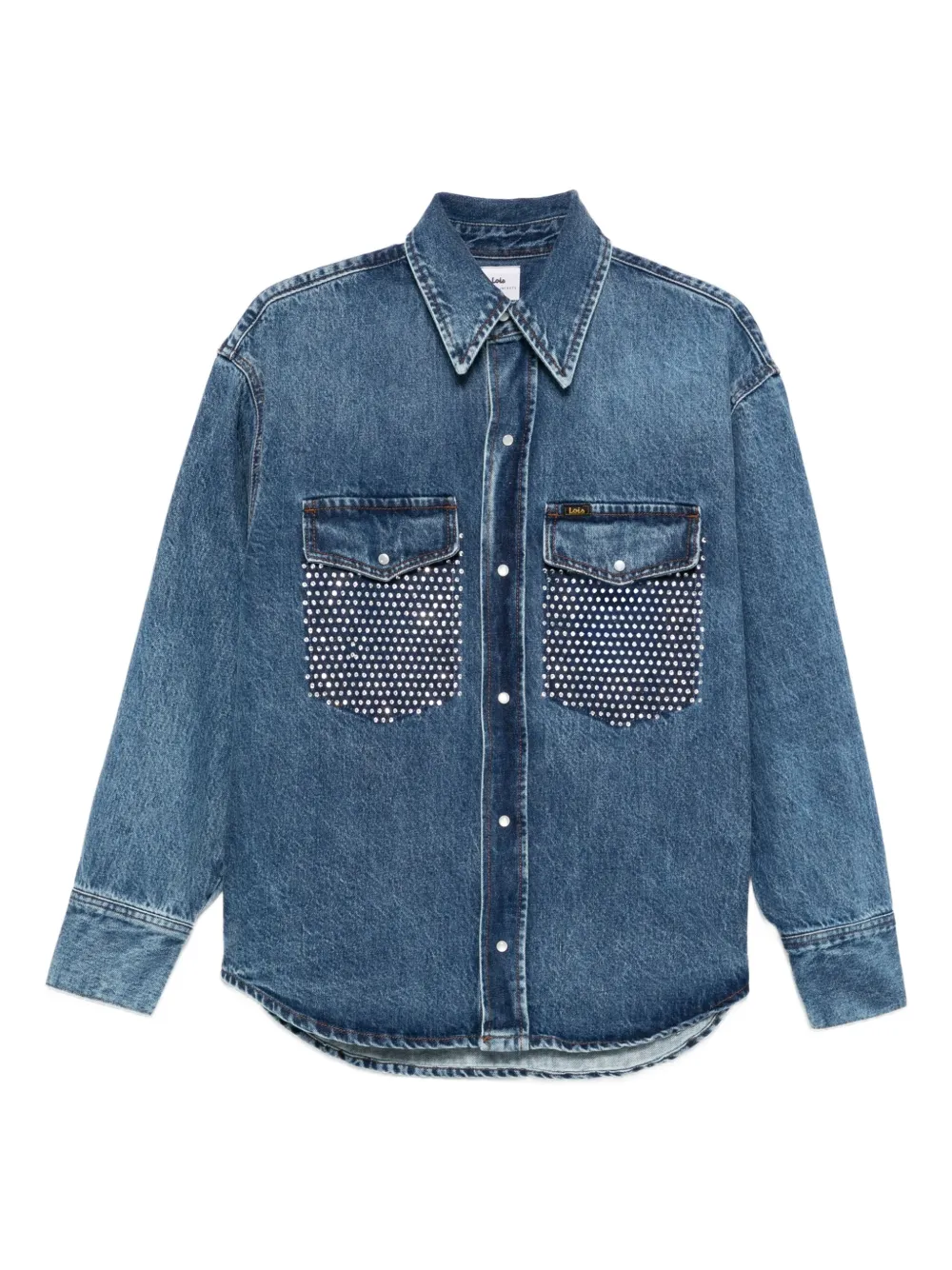 LOIS JEANS ラインストーン デニムシャツ - ブルー LOIS JEANS ラインストーン デニムシャツ - ブルー