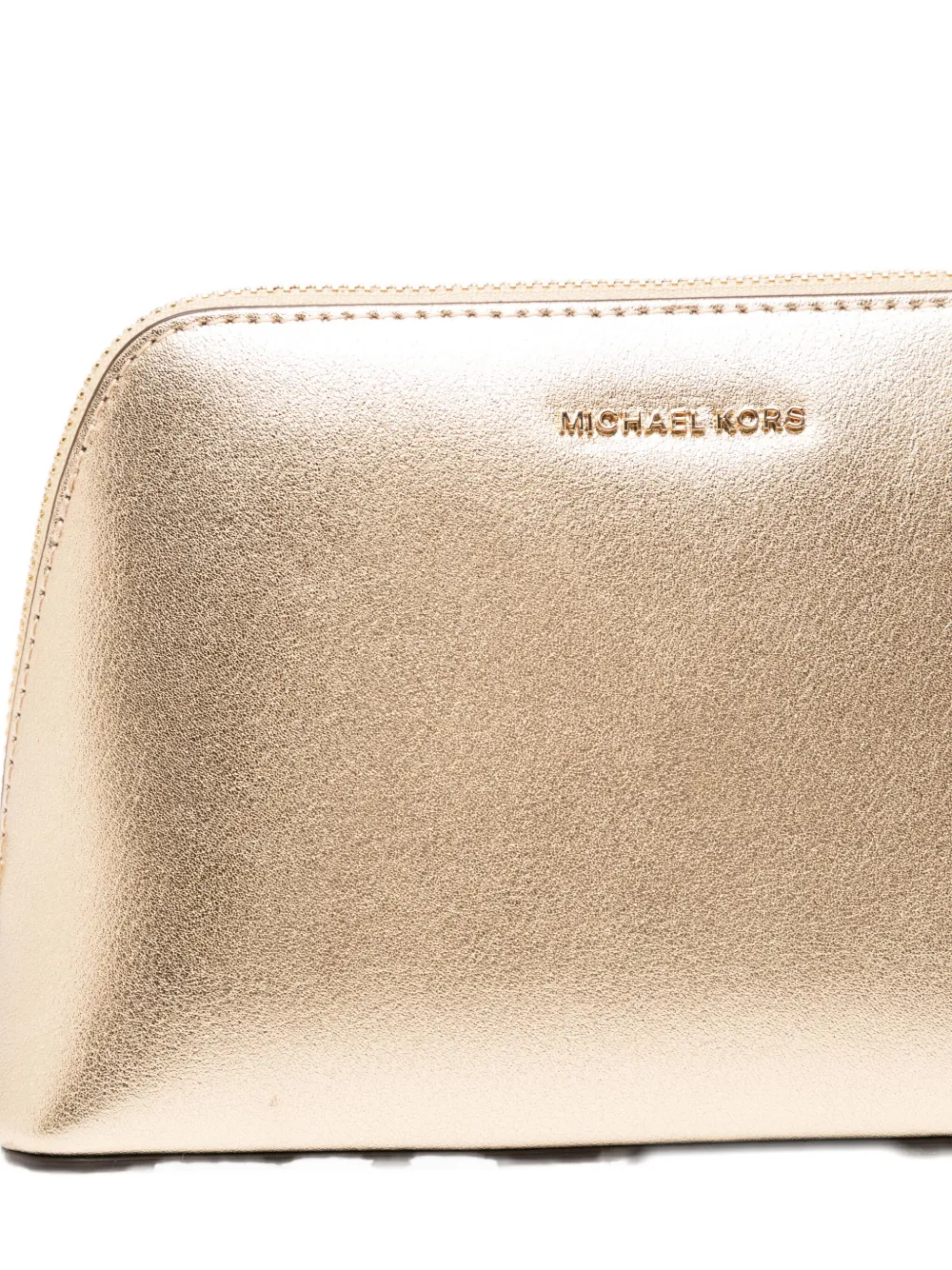 Michael Kors Metallic-leather Travel Pouch In Gold