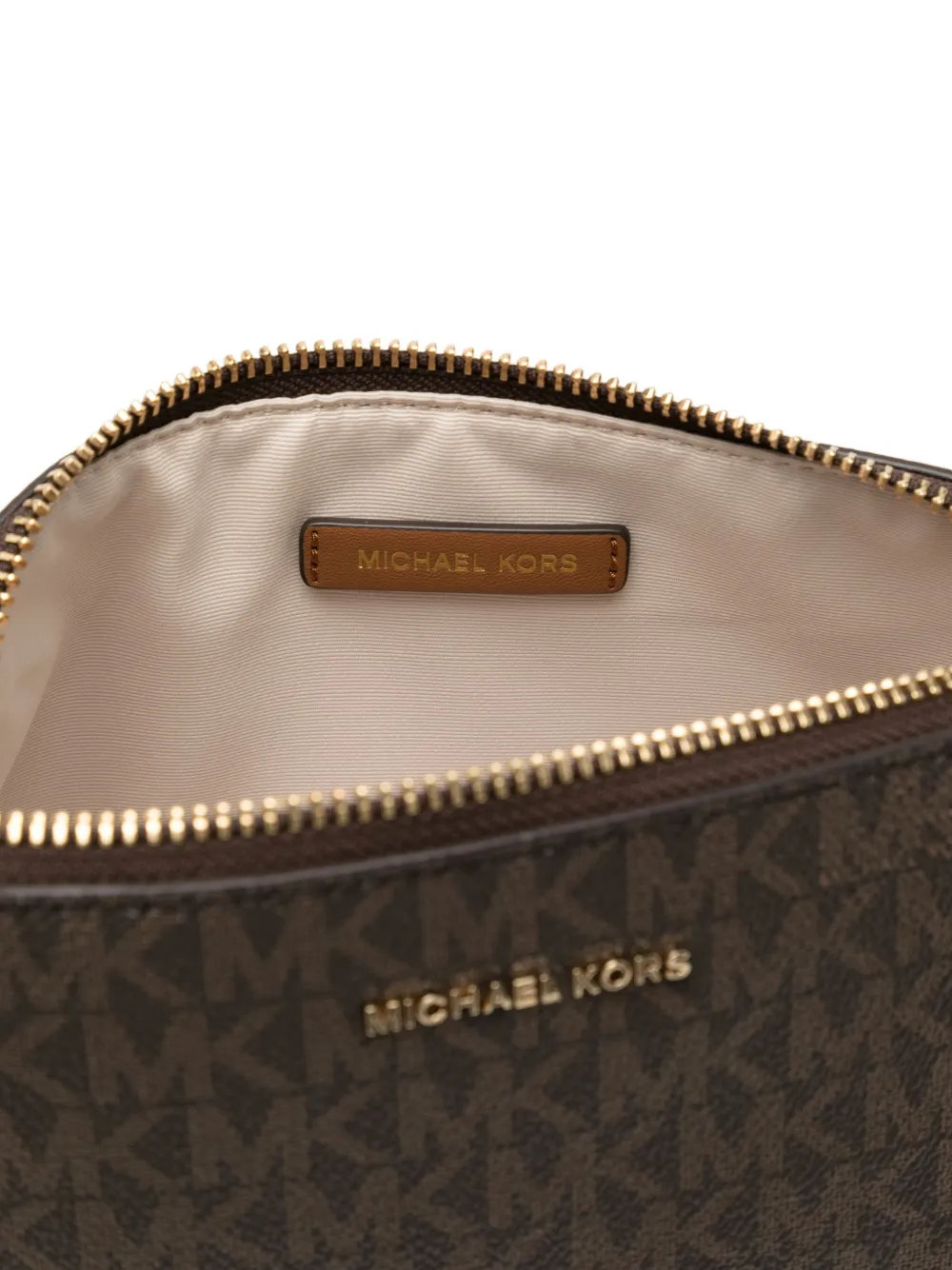Michael Kors Signature-logo Travel Pouch In Brown