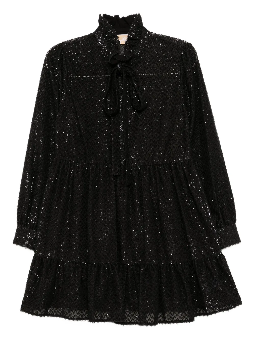 Michael Kors Metallic-clip Jacquard Mini Dress In Black