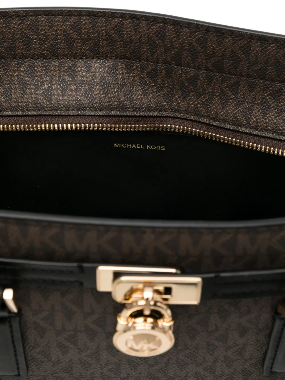 Michael Kors Hamilton Moderne Small Signature Logo Satchel In Brown