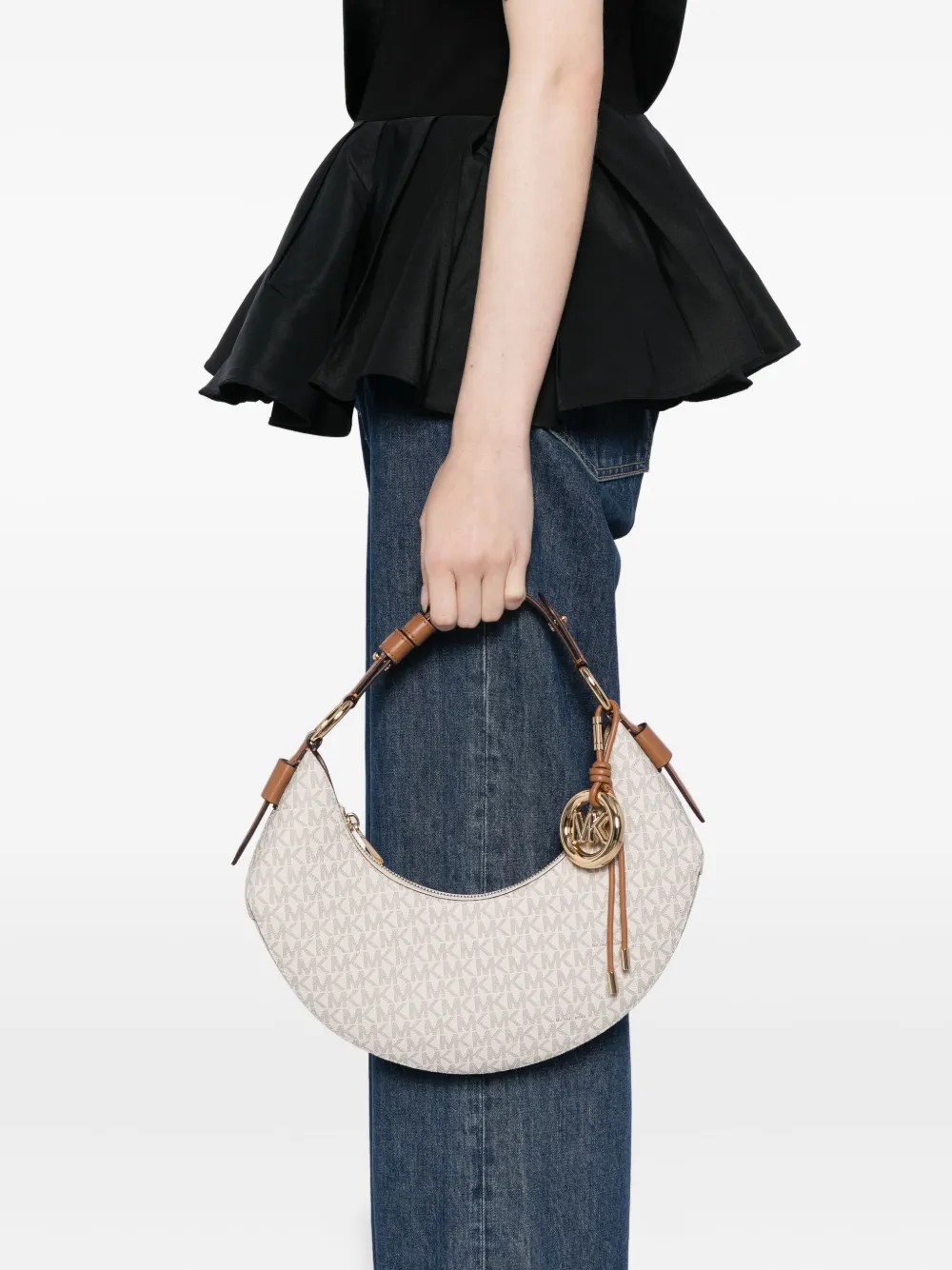 Michael Kors Koa medium schoudertas - Beige