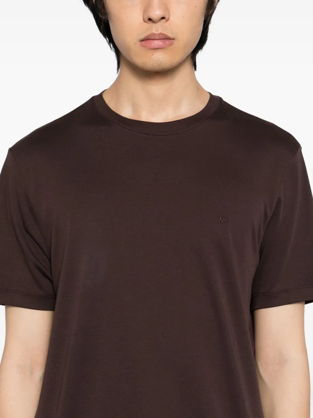 Michael Kors Logo-embroidered T-shirt In Brown