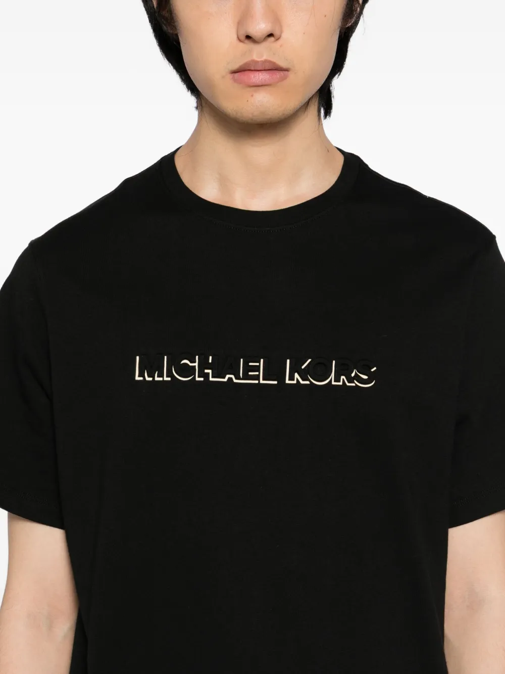 Michael Kors Logo-embossed T-shirt In Black
