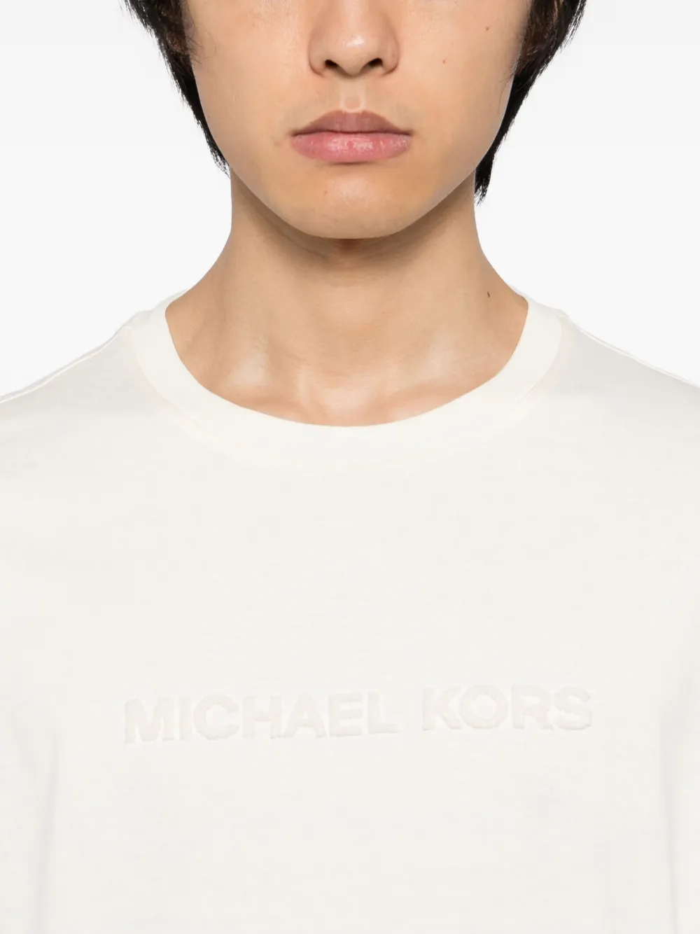Michael Kors T-shirt met logo-reliëf Beige