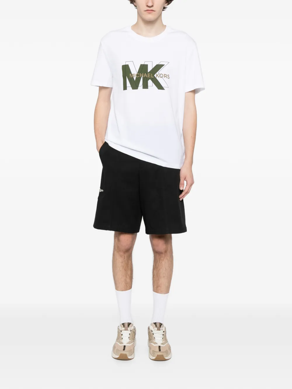 Michael Kors T-shirt con logo goffrato - Bianco