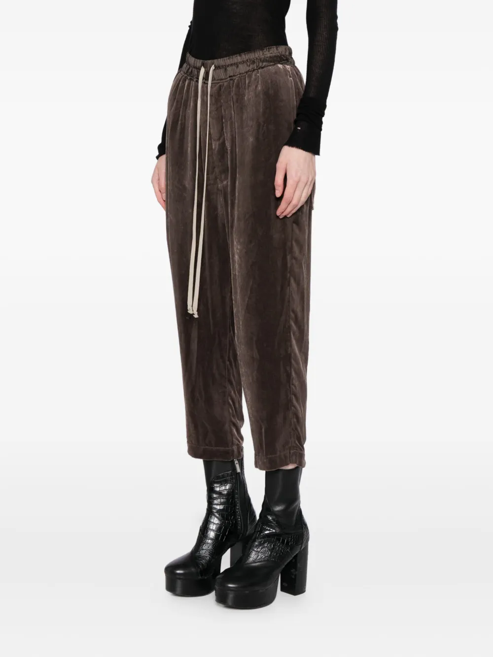 Rick Owens Astaires Cropped Pants In Brown