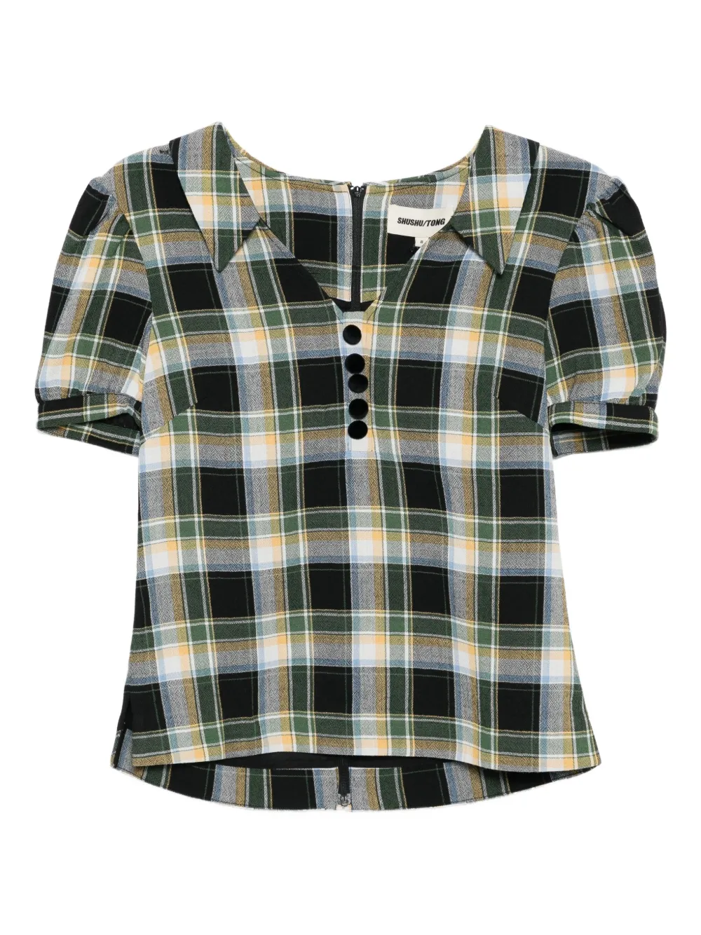 SHUSHU/TONG notched-collar puff-sleeves blouse | Black | Image 1