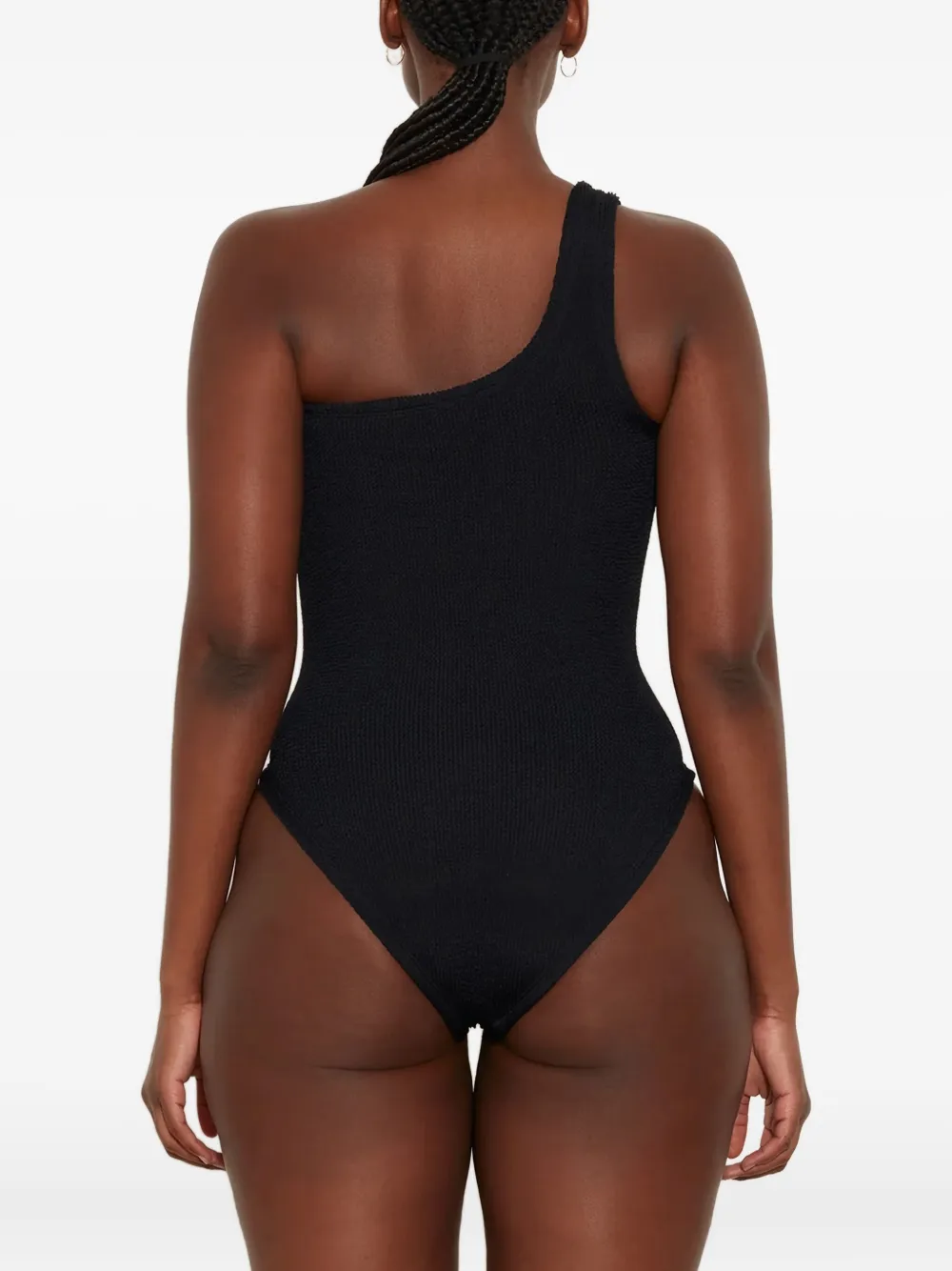 Hunza G Nancy Asymmetric Ribbed Swimsuit In Black